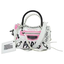 Balenciaga-NEW BALENCIAGA CITY GRAFFITI MINI 300295 SHOULDER BAG-White
