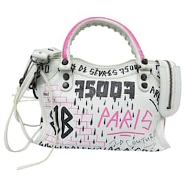 Balenciaga-NEW BALENCIAGA CITY GRAFFITI MINI 300295 SHOULDER BAG-White