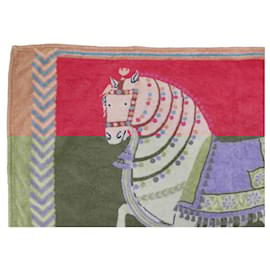 Hermès-HERMES HORSE BEACH TOWEL MULTICOLORED COTTON-Multiple colors