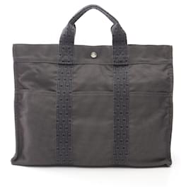 Hermès-Hermes Herline MM Nylon Canvas Tote Bag-Grey