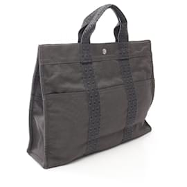 Hermès-Hermes Herline MM Nylon Canvas Tote Bag-Grey