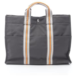 Hermès-Sac fourre-tout MM en toile Hermes-Gris
