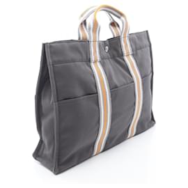 Hermès-Sac fourre-tout MM en toile Hermes-Gris