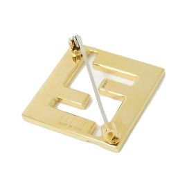 Fendi Gold and Brown Geometric Brooch v_21340502_1702671336707_bg_pr  main image 2