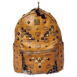 MCM Visetos Studded Small Stark M Backpack Cognac Brown