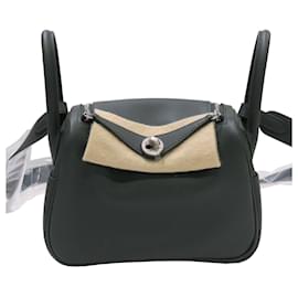 Hermès-Sac à épaule Hermes Lindy Mini Verso-Vert foncé