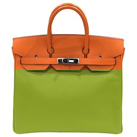 Hermès-Sac à main Hermes Haute Couture 32 en cuir Epsom orange-Orange