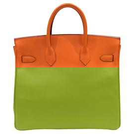 Hermès-Sac à main Hermes Haute Couture 32 en cuir Epsom orange-Orange