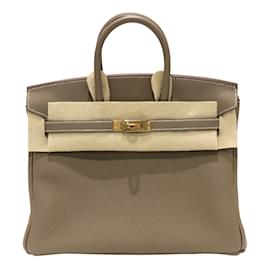 Hermès-Sac à main Hermes Birkin 25 en cuir Togo Etoupe-Taupe