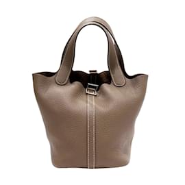 Hermès-Sac à main Hermes Picotin Lock PM-Taupe