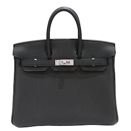 Hermès-Sac à main Hermes Birkin 25 en cuir Togo noir-Noir