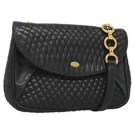 BALLY Borsa a Spalla in Pelle Nera e Oro Auth 126155 Nero D'oro