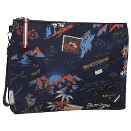 BALLY Clutch Bag Nylon Navy Silver Auth 118641 Silvery Navy blue