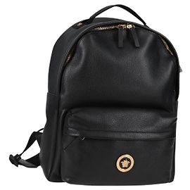 Mochila de couro preta e dourada Auth 118810M da VERSACE Preto Dourado