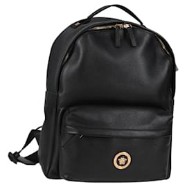 VERSACE Backpack Leather Black Gold Auth 118810M Black Golden