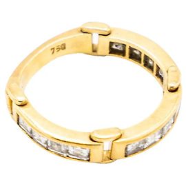 Autre Marque Vintage 18K Yellow Gold Ring with Channel-Set Diamonds White