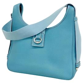 Hermès-Sac à épaule Hermes Saco Taurillon Clemence Bleu Jean-Bleu