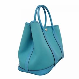 Hermès-Sac Tote Hermes Jardin TPN Toile Officier-Bleu