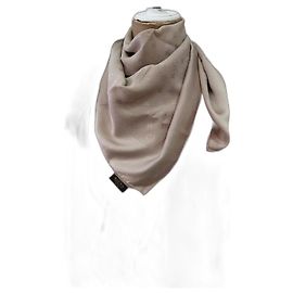 Louis Vuitton Classic Monogram Square Silk Scarf Light Gray Beige