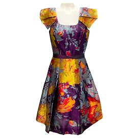 Vestido de cóctel de jacquard multicolor Mulberry de Carolina Herrera Multicolor