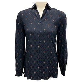Camicia ricamata floreale Etro Marine 2024 Blu navy