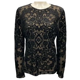 Etro Schwarz 2024 Tüll- und Jacquard-Velours-Top Schwarz