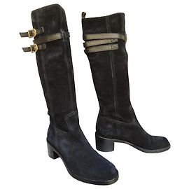 Bottes de cavalière Gucci en daim noir Noir