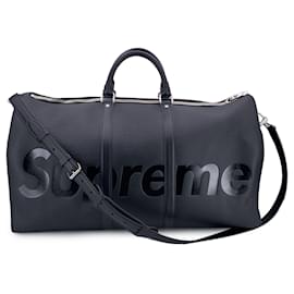 Louis Vuitton-x Supreme Black Epi Keepall Bandouliere 55 Duffle Bag-Black