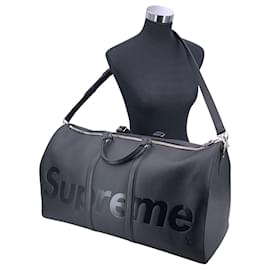 Louis Vuitton-x Supreme Black Epi Keepall Bandouliere 55 Duffle Bag-Black