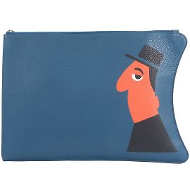 Moynat Mambo Collaboration Blue Leather Clutch Bag Blue