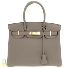 Hermès-Sac à main Hermes Birkin 30 Togo en Etain-Gris