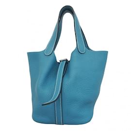 Hermès-Sac à main Hermes Picotin PM-Bleu