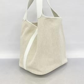 Hermès-Sac Tote Hermes Picotin TGM Toile H Blanc-Blanc