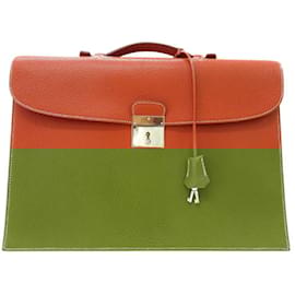 Hermès-Sac Hermes Kirius en cuir de buffle marron-Marron