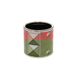 Hermès-Anneau de foulard Hermes rose et argent-Argenté,Rose