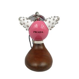 Chaveiro TRICK ROBOT da Prada Marrom Prata Branco
