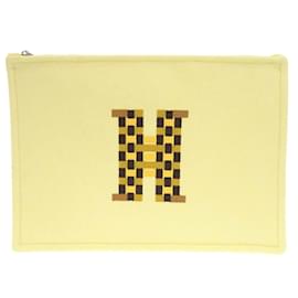 Hermès-Pochette plate H Tissage d'Hermès-Jaune