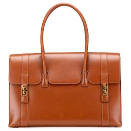 Hermès-Sac à main Hermès Drag 37 en veau box marron-Marron