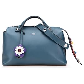 Fendi-Fendi Blue Medium Leather By The Way Flowerland Satchel-Blue