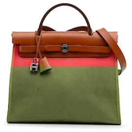 Hermès-Hermès Sac Herbag Zip 31 Rouge Toile-Rouge