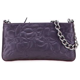 Pochete de corrente Camélia em couro de cordeiro roxo da Chanel Outro Roxo