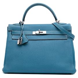 Hermès-Hermès Bleu Togo Kelly II Retourne 32-Bleu,Autre