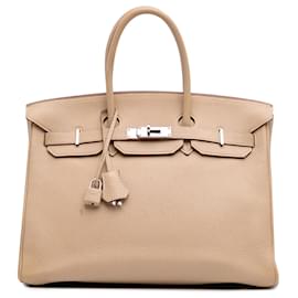 Hermès-Hermès Sac Birkin Retourne 35 en Togo Marron-Marron,Beige