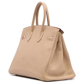 Hermès-Hermès Sac Birkin Retourne 35 en Togo Marron-Marron,Beige
