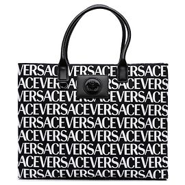Schwarze Canvas-Tote mit Versace-Logo-Druck Andere