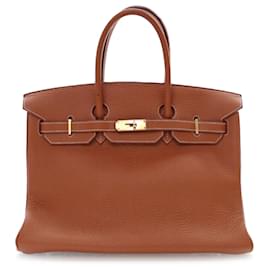 Hermès-Hermès Sac Birkin Retourne 35 en Clemence Marron-Marron