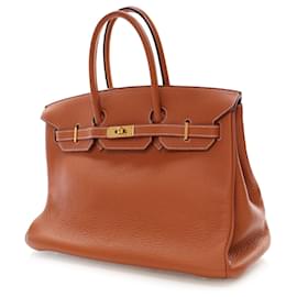 Hermès-Hermès Sac Birkin Retourne 35 en Clemence Marron-Marron