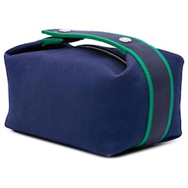 Hermès-Étui Bride A Brac en toile bleue Hermès petit modèle-Bleu,Bleu foncé