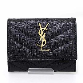 Estuche de llaves de cuero negro Saint Laurent Negro