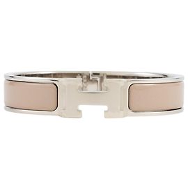 Hermès Pulseira de esmalte Hermes Marrom Prata